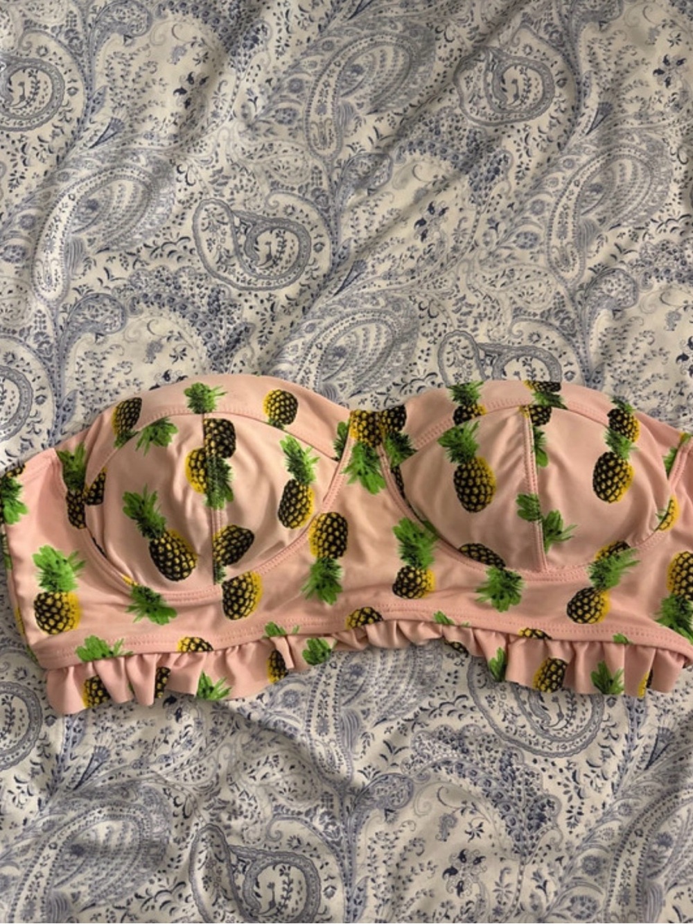 Pink Pineapple-Print Swim Bikini Top